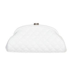 Chanel White Caviar Leather Timeless Clutch Handbag