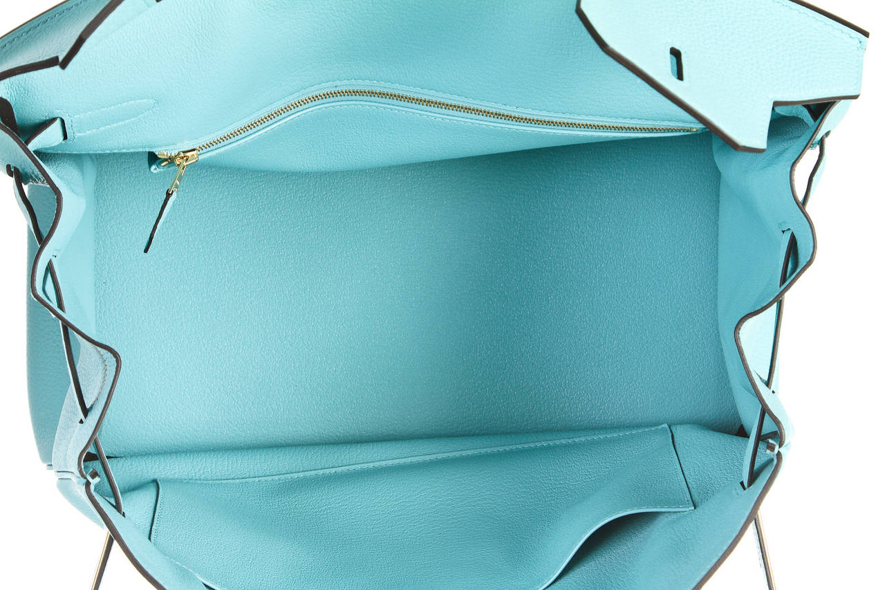 Hermes Blue Atoll 35cm Togo Leather Birkin Handbag GHW at 1stdibs