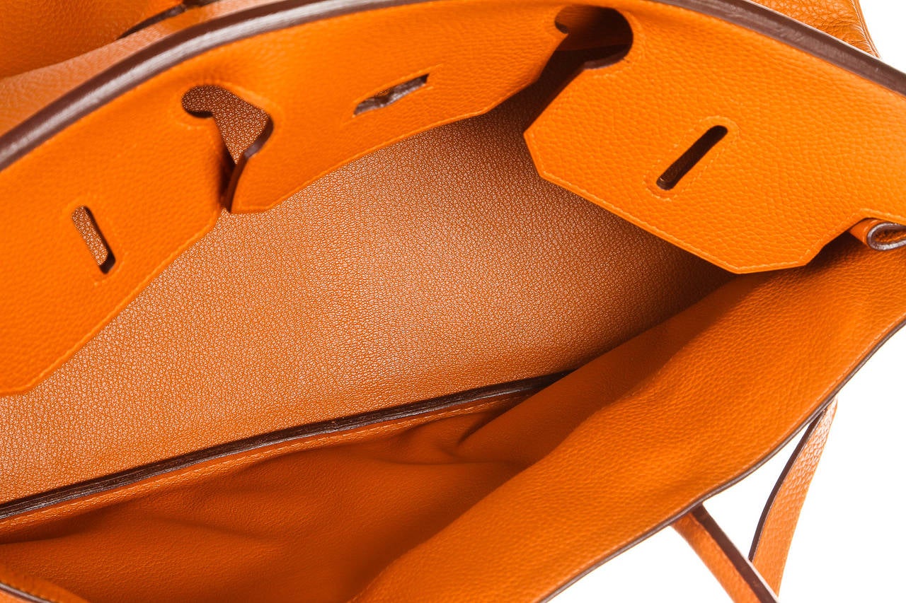 Hermes Orange JPG 42cm Birkin Clemence Leather Handbag at 1stdibs  