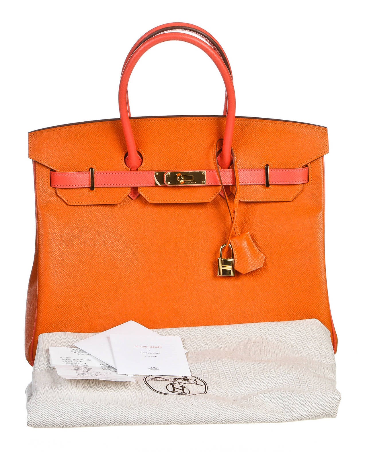 Hermes Sanguine and Orange Leather 35cm Birkin Handbag NEW at 1stdibs  