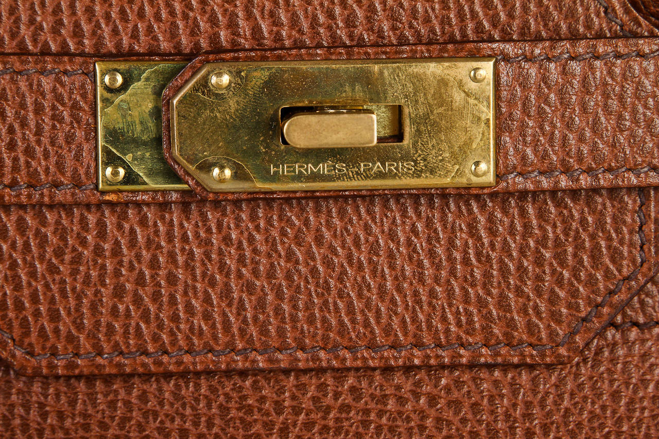 hermes brown leather handbag  