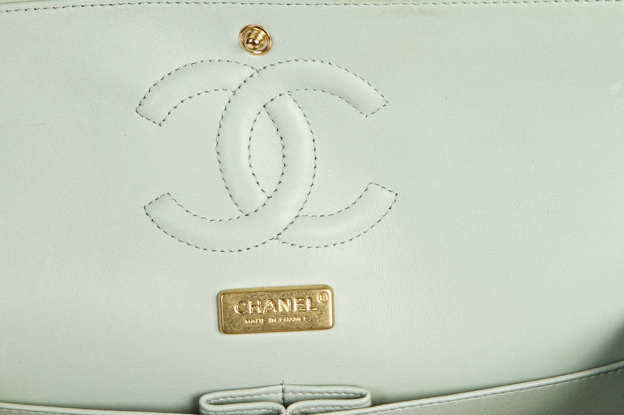 Chanel Gold Metallic Lambskin Hand Painted Medium Handbag For Sale 4