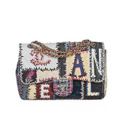 Chanel Blue Multicolor Limited Edition Patchwork Jumbo Flap Handbag