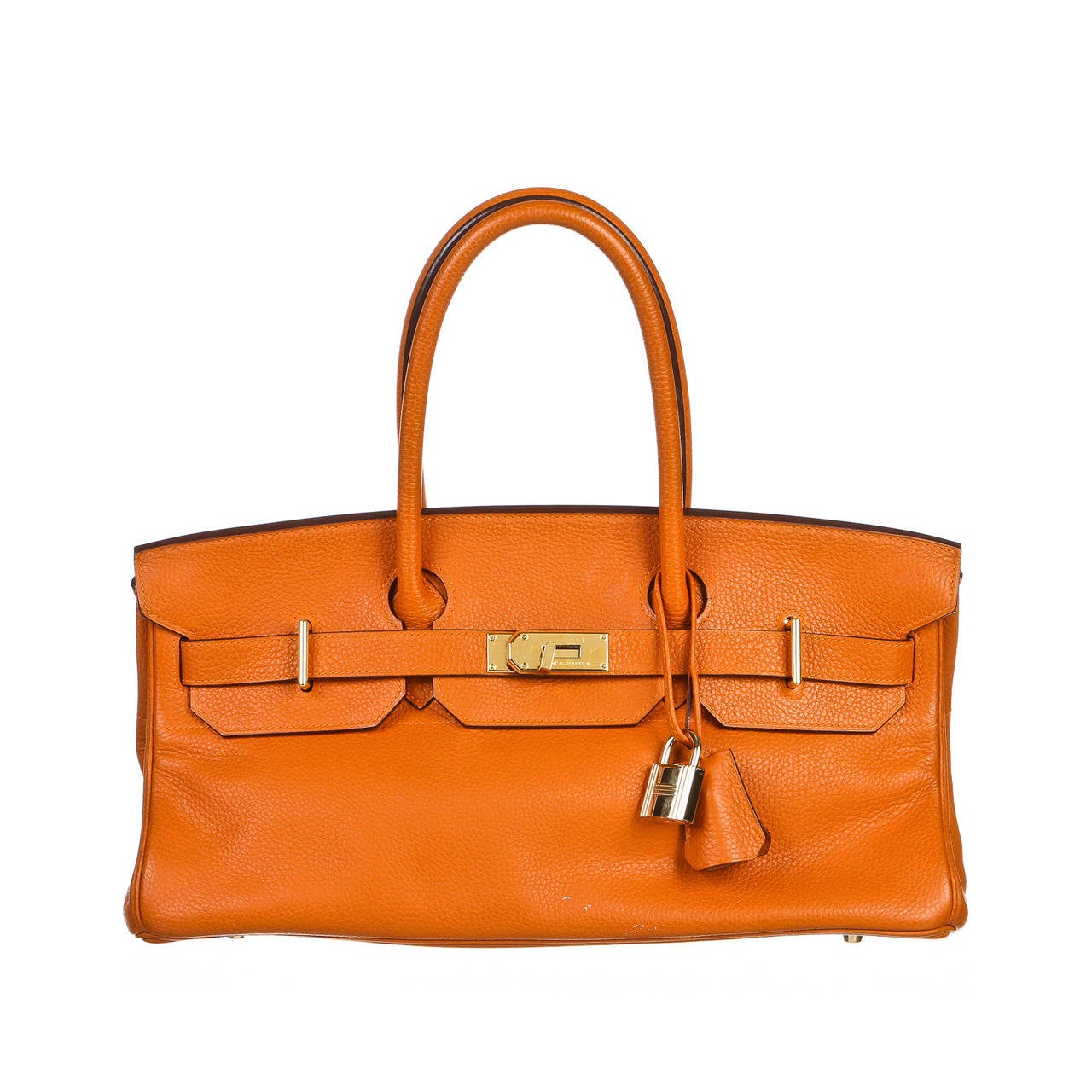 Hermes Orange JPG 42cm Birkin Clemence Leather Handbag at 1stdibs  