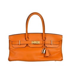 Hermes Orange JPG 42cm Birkin Clemence Leather Handbag