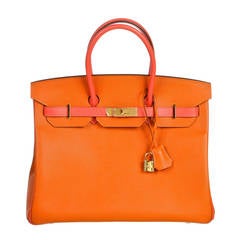 Hermes Sanguine and Orange Leather 35cm Birkin Handbag NEW
