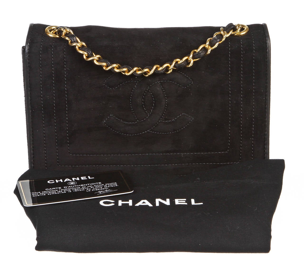 Chanel Black Suede CC Mini Shoulder Handbag For Sale 3