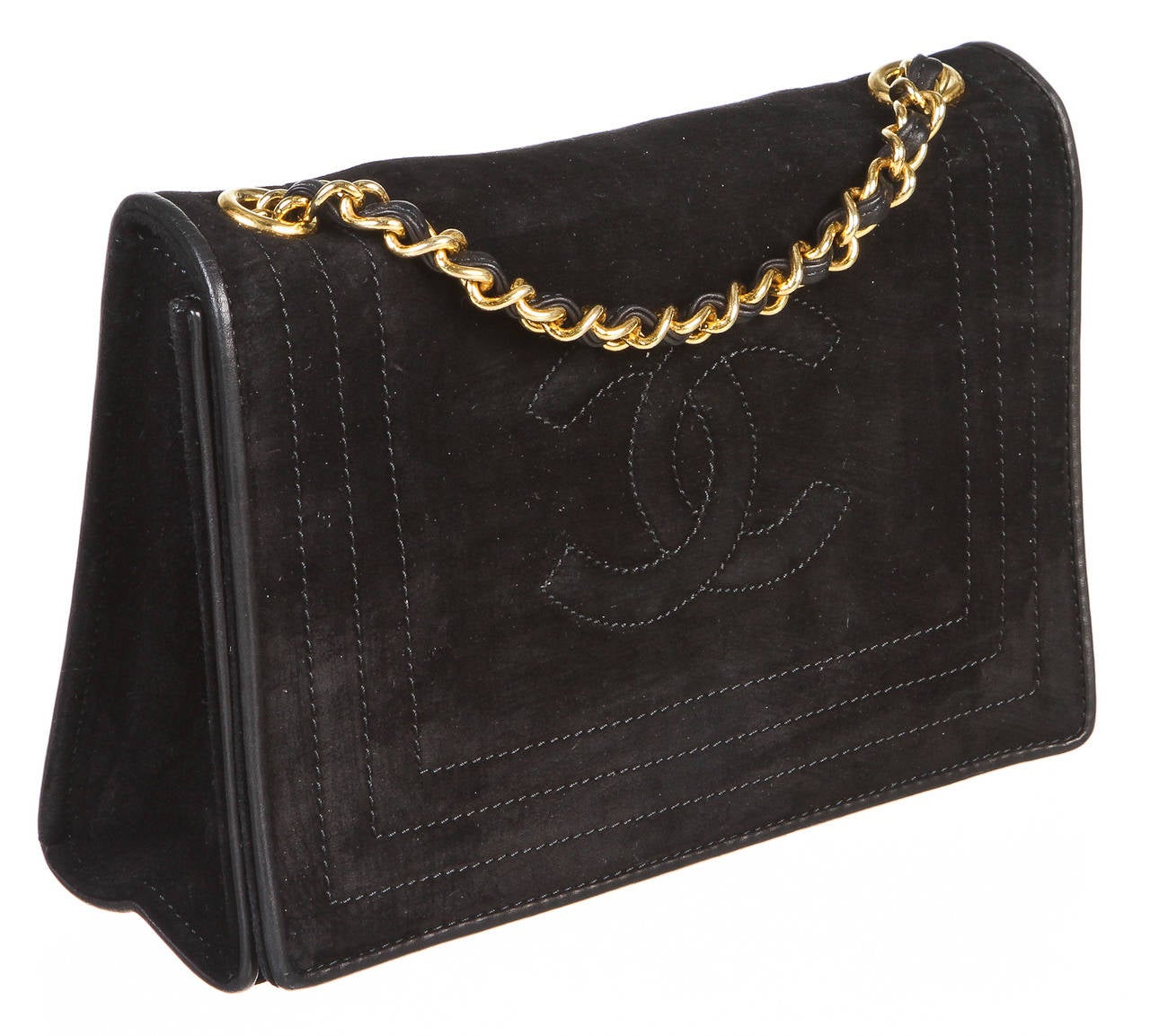 Chanel Black Suede CC Mini Shoulder Handbag For Sale 2