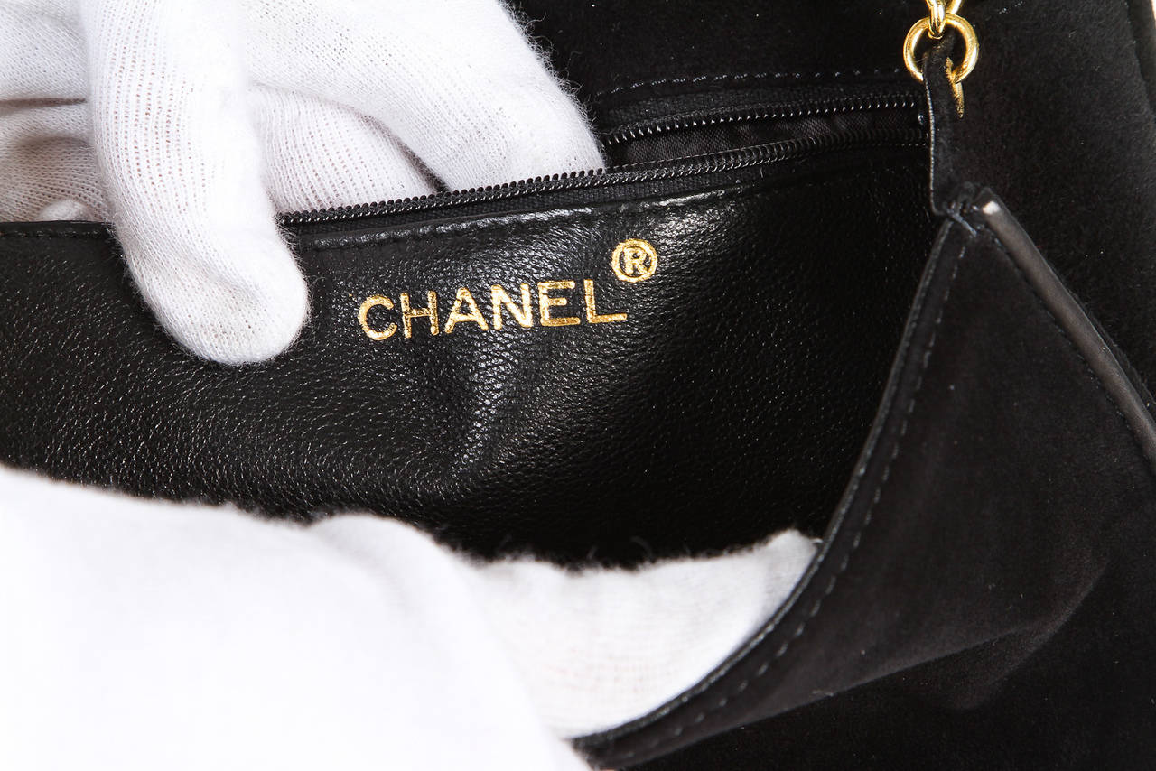 Chanel Black Suede CC Mini Shoulder Handbag In Good Condition For Sale In Corona Del Mar, CA
