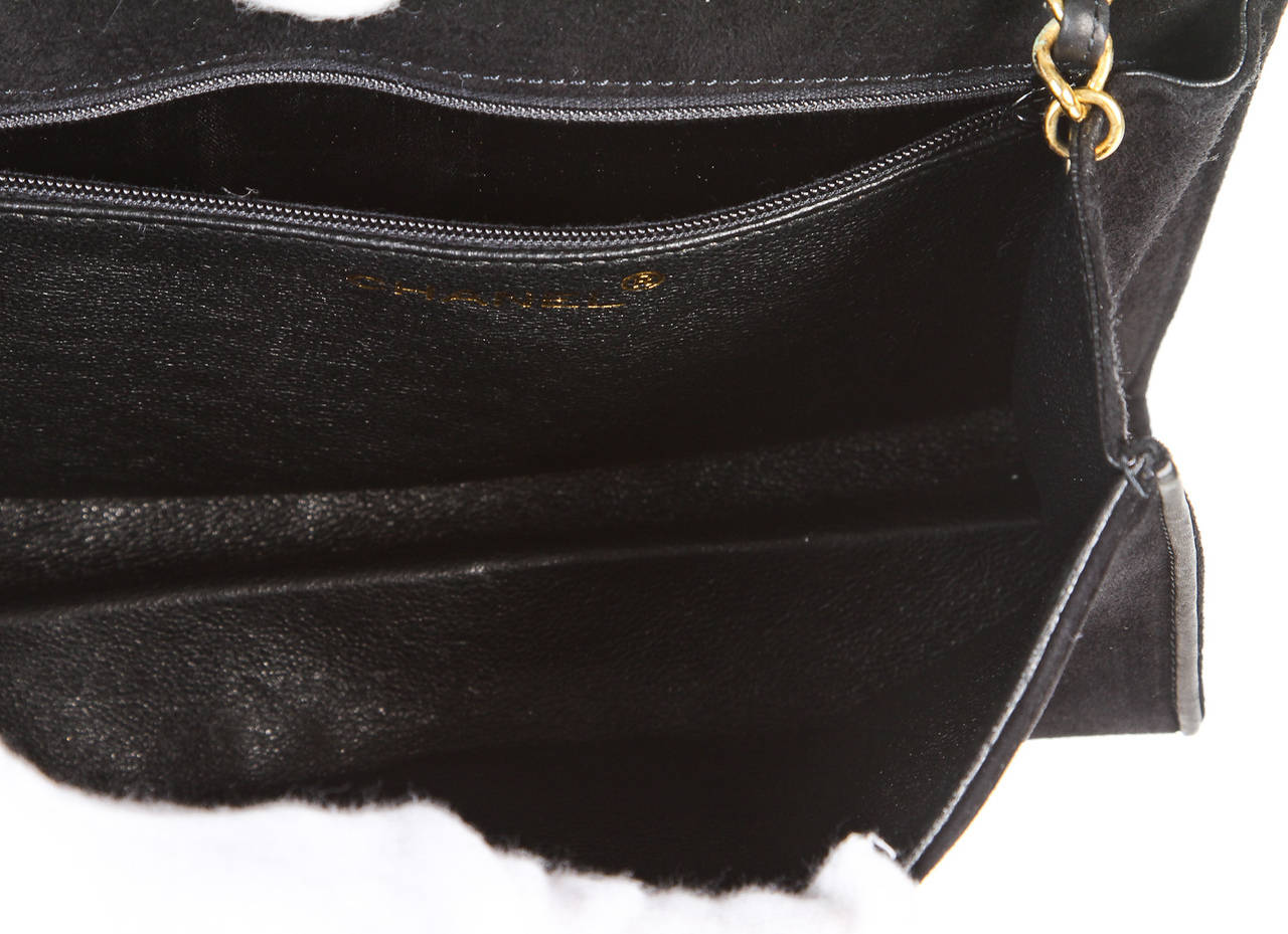 Chanel Black Suede CC Mini Shoulder Handbag For Sale 4
