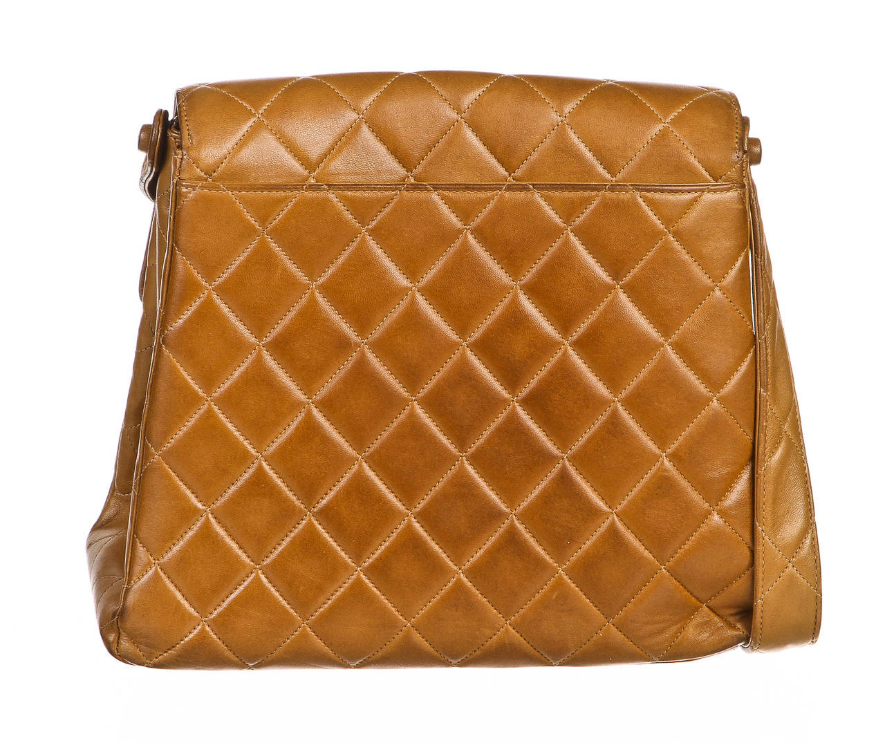 Women's Chanel Tan Quilted Lambskin CC Vintage Shoulder Handbag For Sale