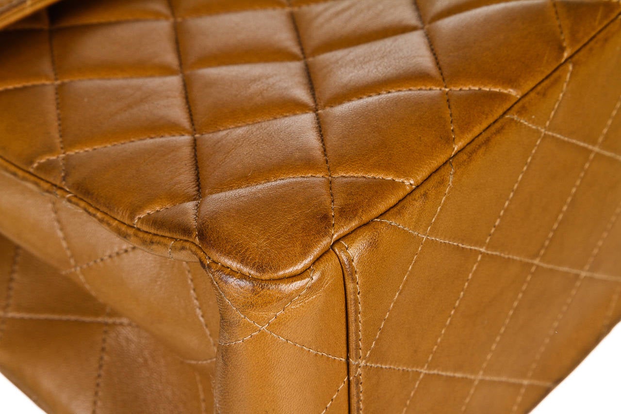 Chanel Tan Quilted Lambskin CC Vintage Shoulder Handbag For Sale 2