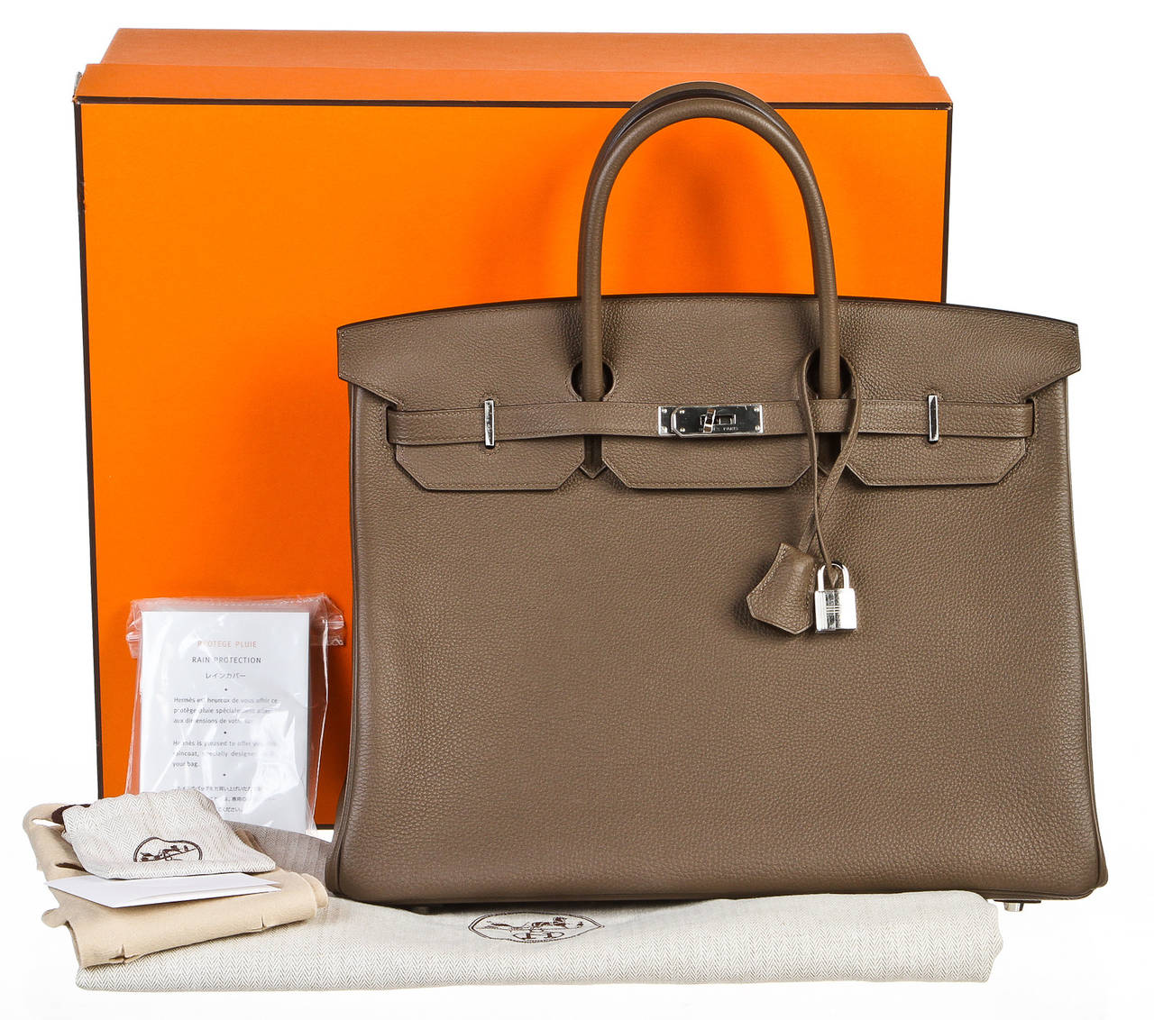 Hermes Taupe 40cm Togo Leather Birkin Handbag SHW For Sale 3