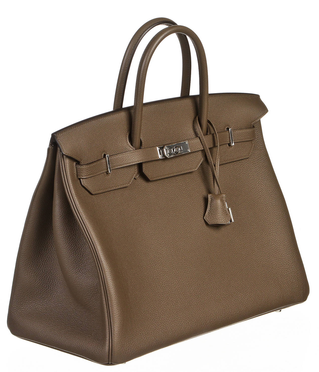 Hermes Taupe 40cm Togo Leather Birkin Handbag SHW In New Condition For Sale In Corona Del Mar, CA
