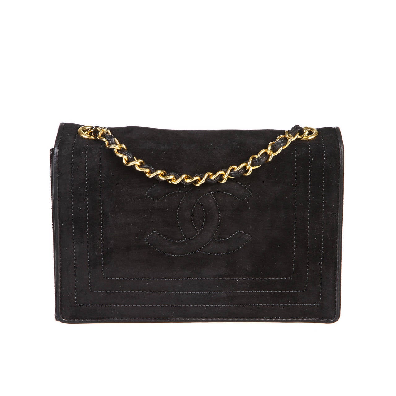 Chanel Black Suede CC Mini Shoulder Handbag For Sale