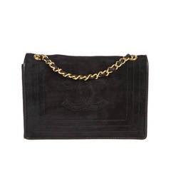 Chanel Black Suede CC Mini Shoulder Handbag