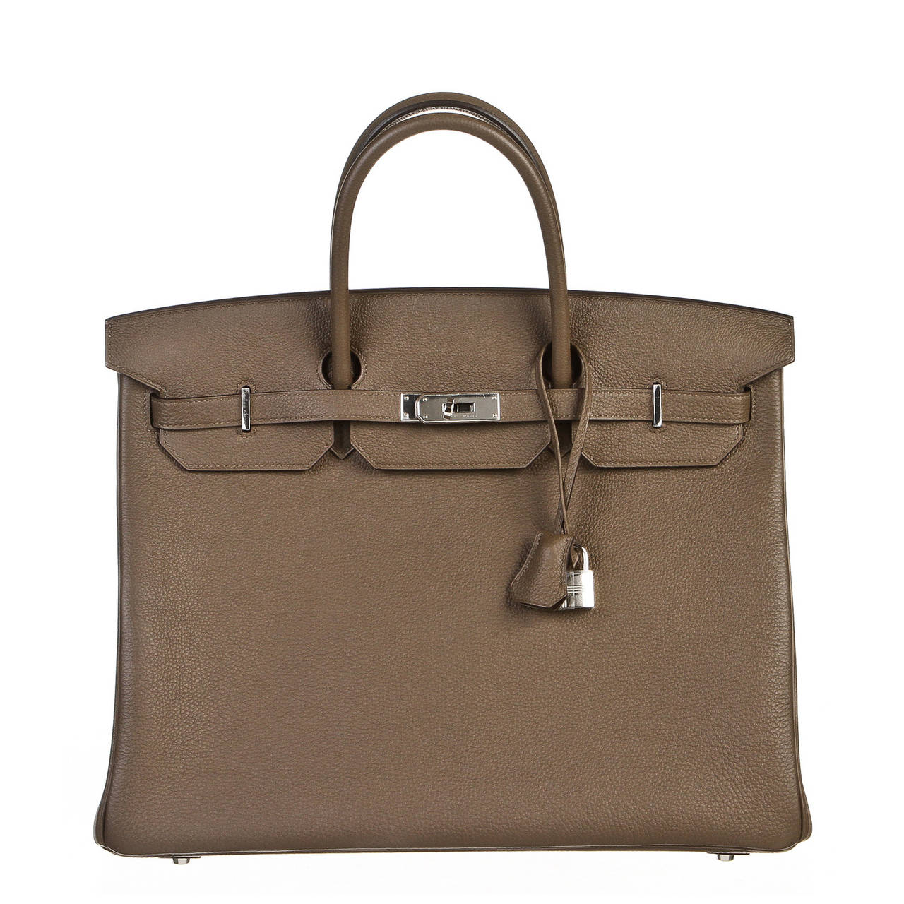 Hermes Taupe 40cm Togo Leather Birkin Handbag SHW For Sale