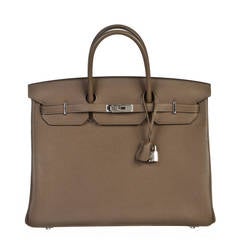 Hermes Taupe 40cm Togo Leather Birkin Handbag SHW