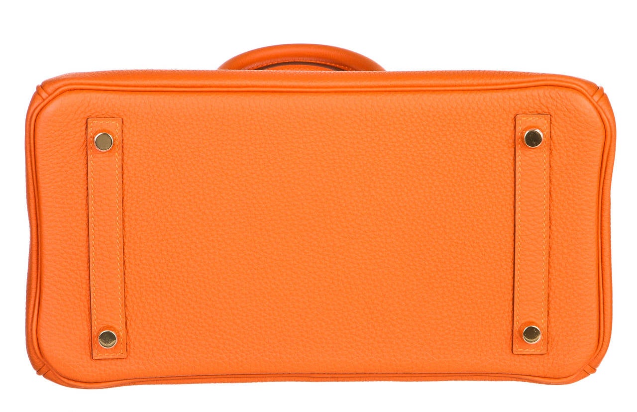 Hermes Orange Togo Leather 30cm Birkin Handbag In New Condition In Corona Del Mar, CA