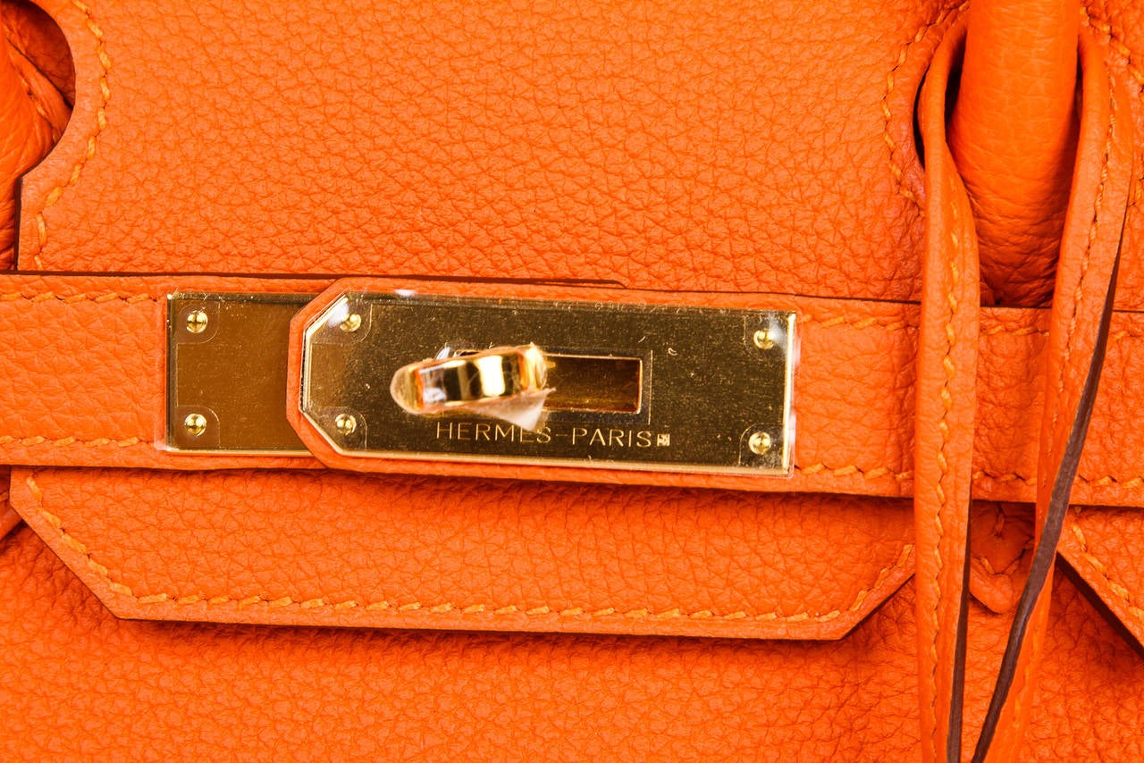 Hermes Orange Togo Leather 30cm Birkin Handbag 1
