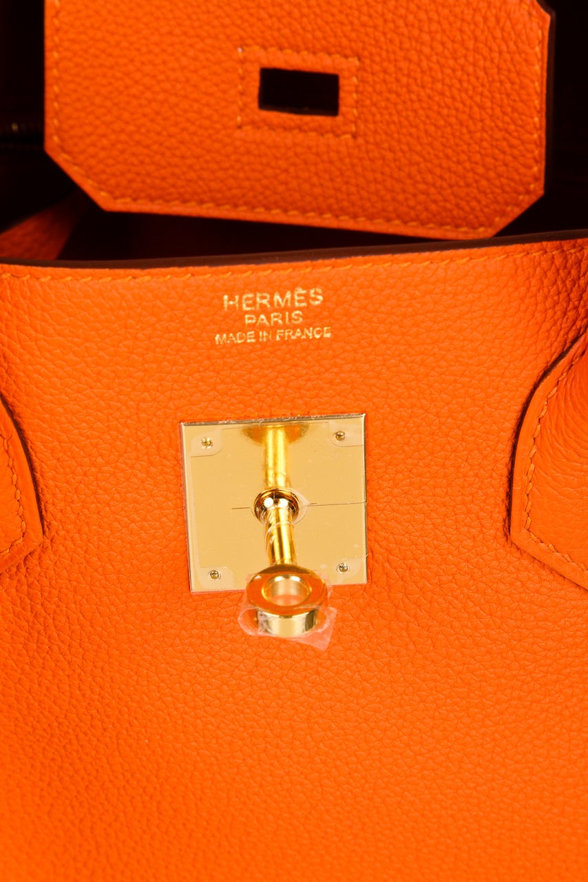 Hermes Orange Togo Leather 30cm Birkin Handbag 2