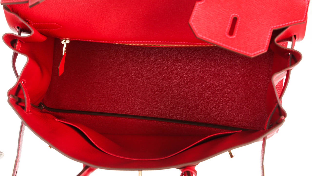 Hermes Red Epsom Leather 35cm Birkin Handbag GHW 4
