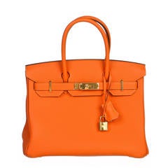 Hermes Orange Togo Leather 30cm Birkin Handbag