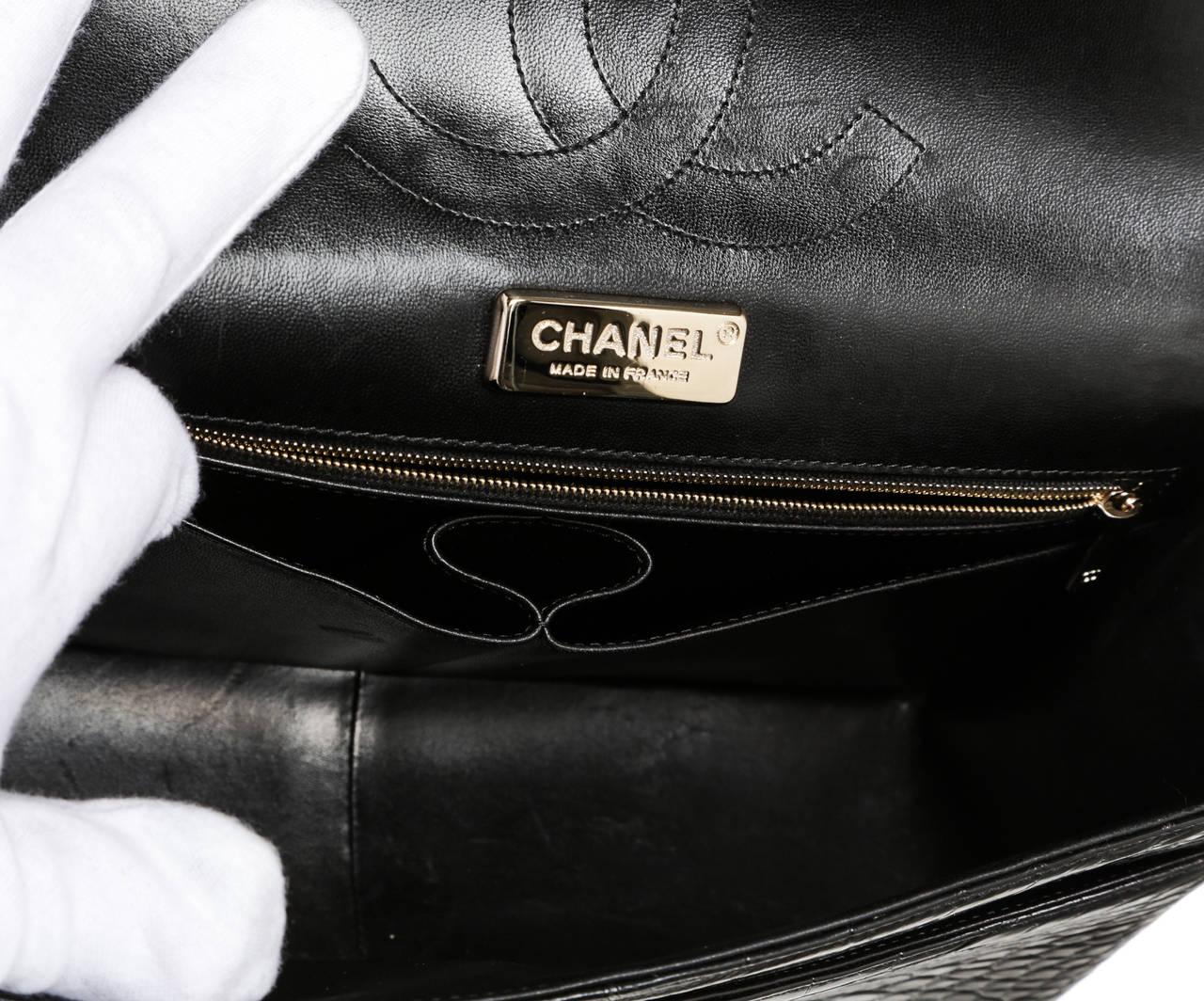 Chanel Black Alligator Classic 2.55 Jumbo Handbag SHW 6