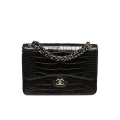Chanel Black Alligator Classic 2.55 Jumbo Handbag SHW