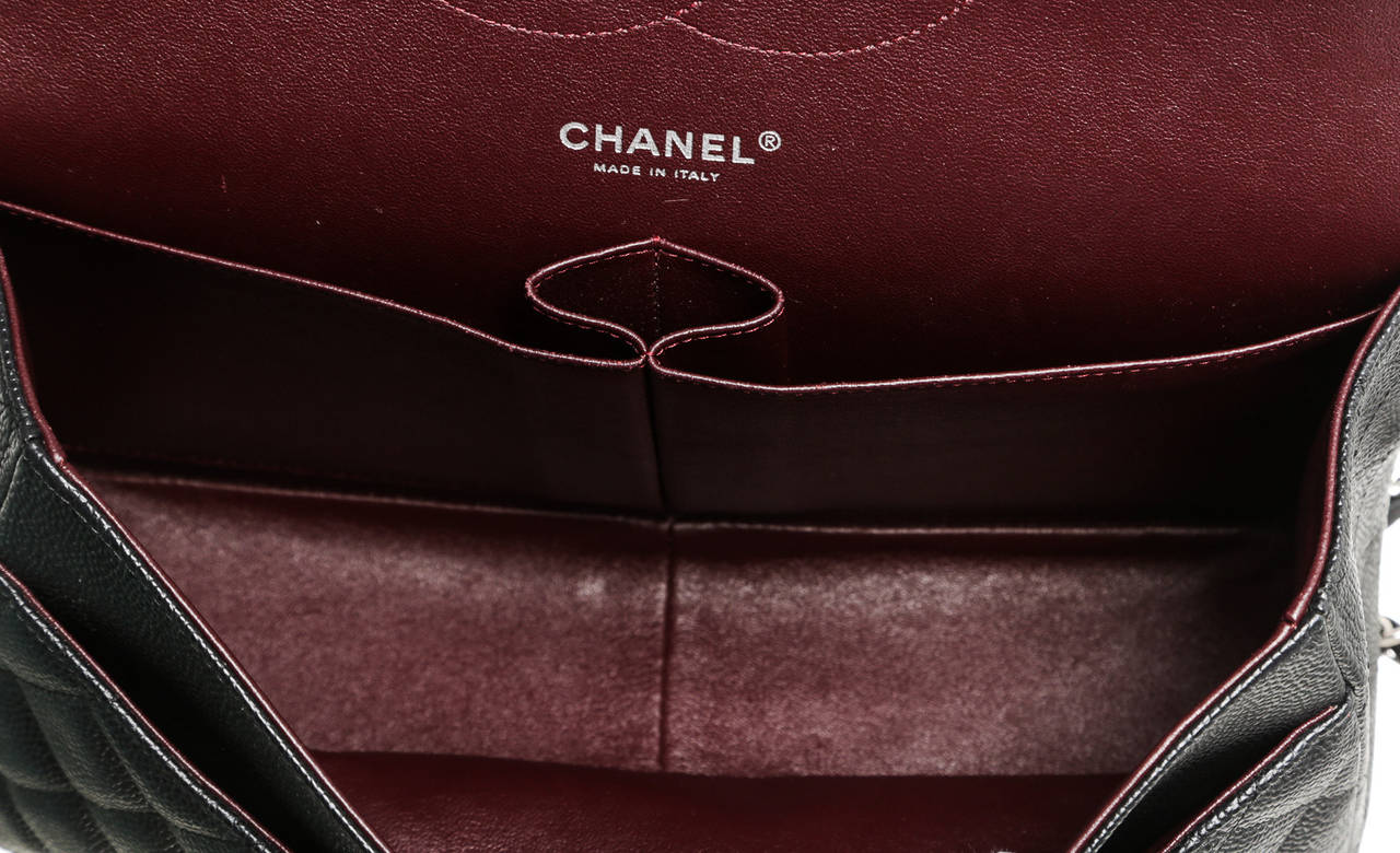 Chanel Black Caviar Double Flap Jumbo Classic 2.55 Handbag SHW 3