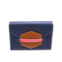 Hermes Tricolor Swift Leather Flap Faco Clutch Handbag