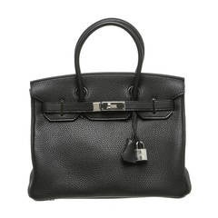 Hermes Noir (Black) Togo Leather 30cm Birkin Handbag SHW NEW
