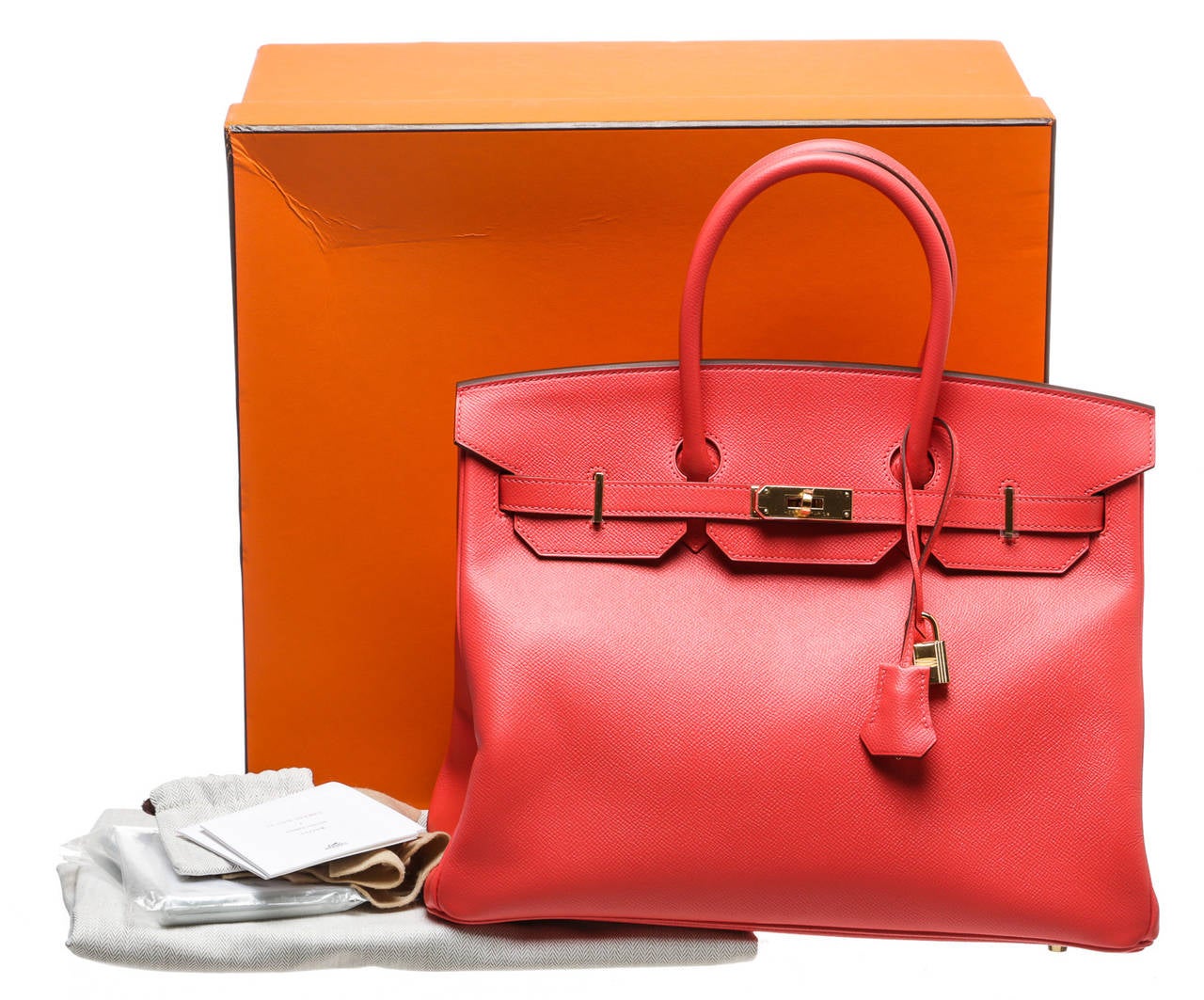 Women's Hermes Rouge Pivoine (Pink) Epsom Leather 35cm Birkin Handbag GHW NEW For Sale