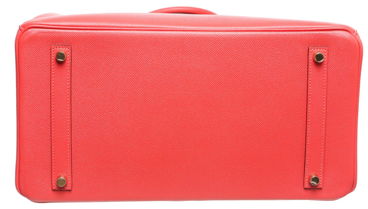 Hermes Rouge Pivoine (Pink) Epsom Leather 35cm Birkin Handbag GHW NEW For Sale 2