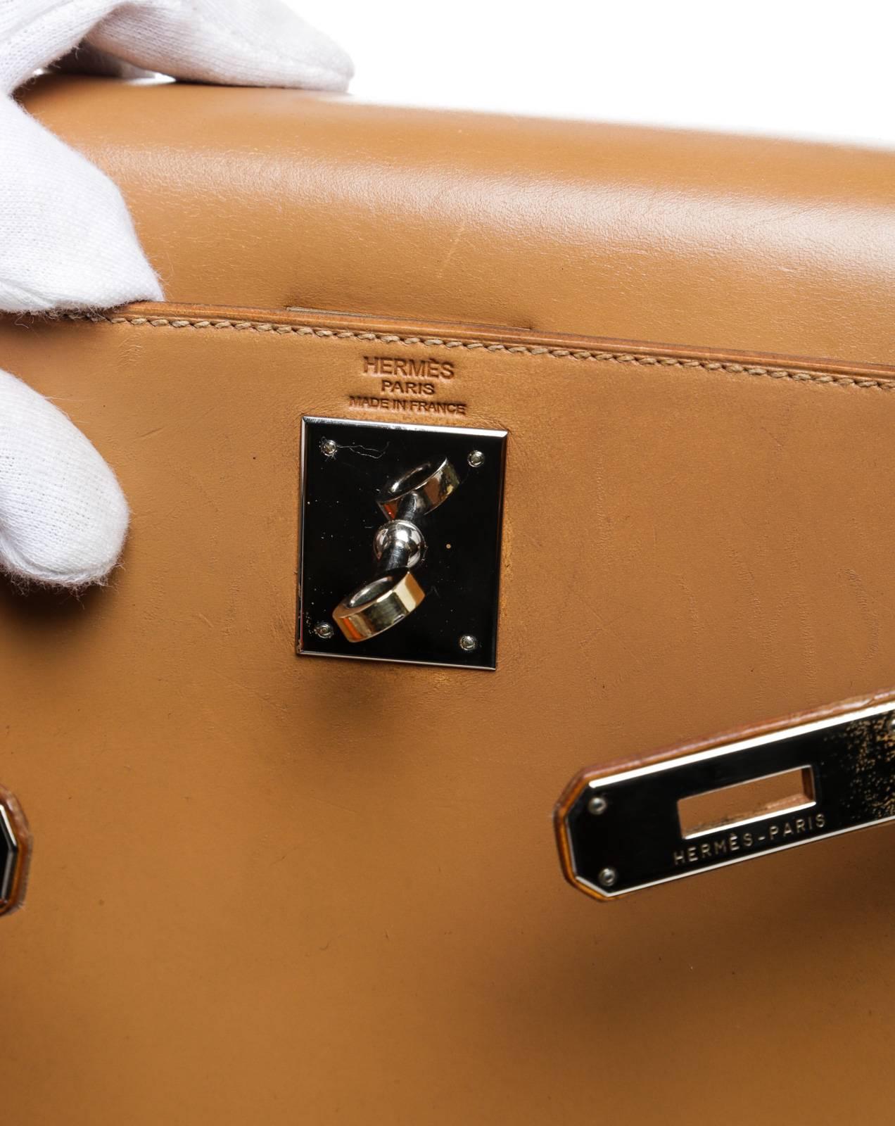 Hermes Natural Leather 32cm Kelly Handbag SHW For Sale 6