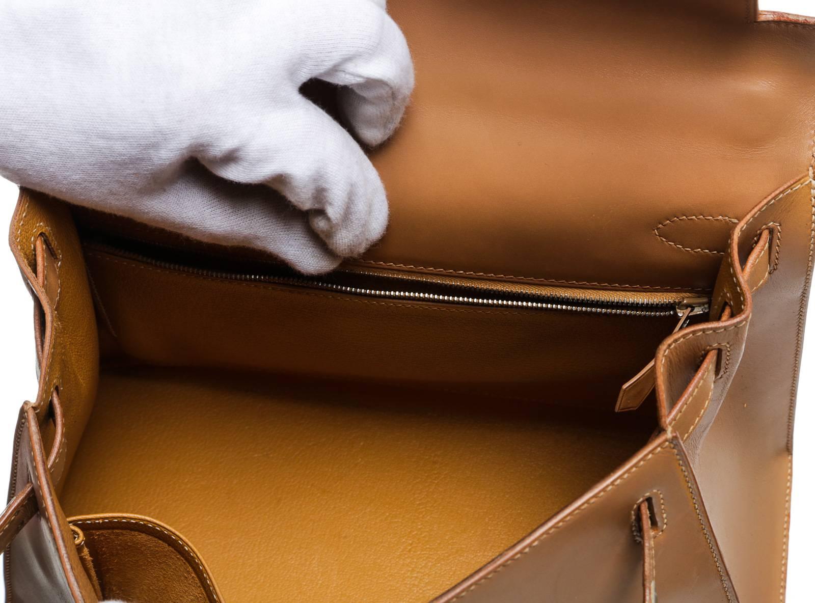 Hermes Natural Leather 32cm Kelly Handbag SHW For Sale 3