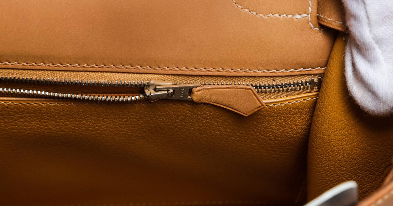 Hermes Natural Leather 32cm Kelly Handbag SHW For Sale 4