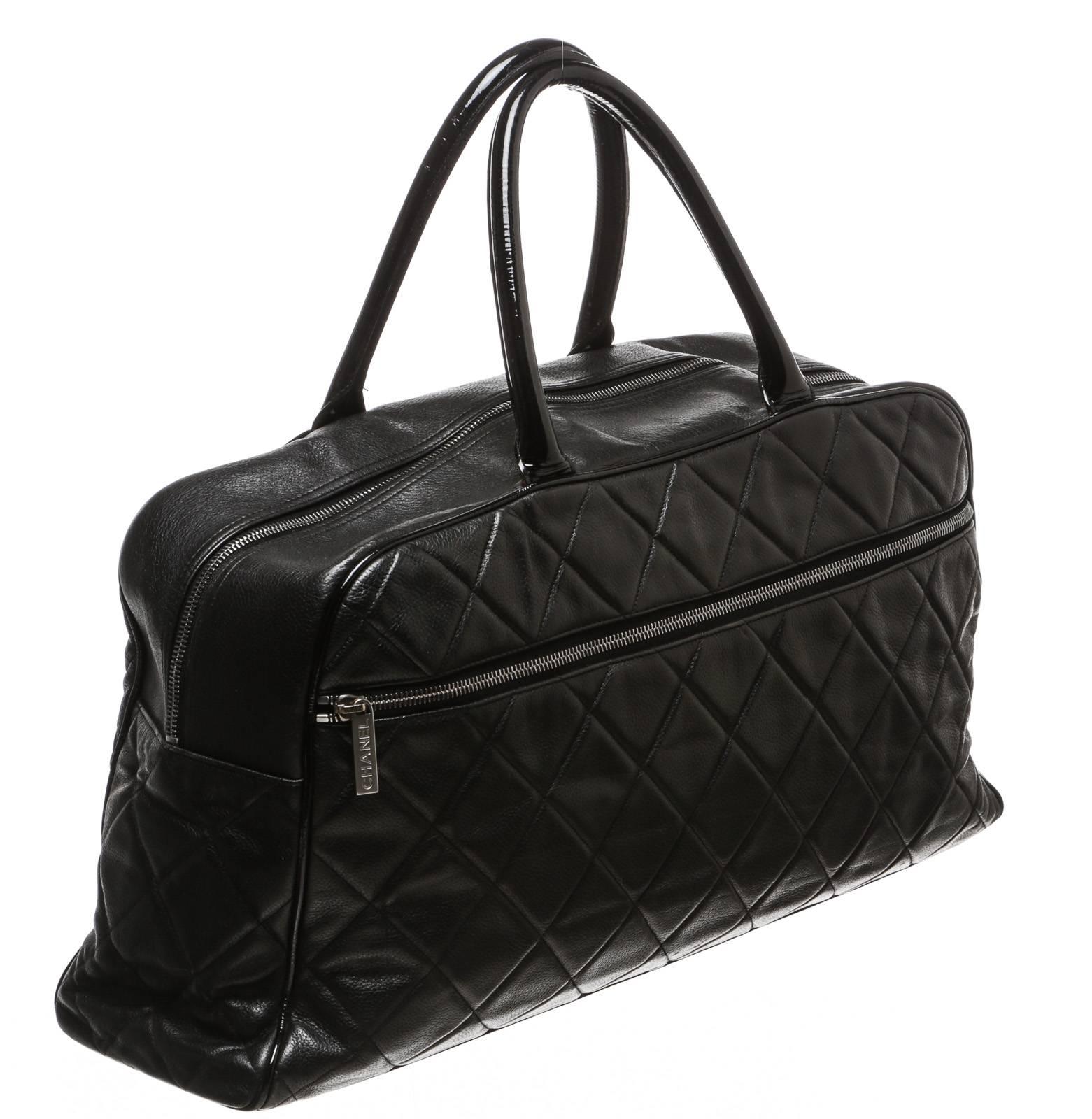 Women's Chanel Black Caviar Travel Bag For Sale