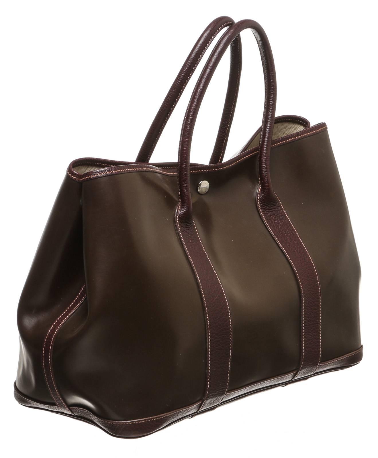 Hermes Brown Amazonia Garden Party Tote Handbag In Good Condition In Corona Del Mar, CA