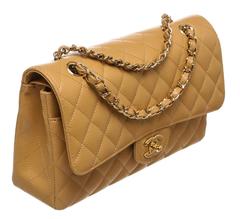 Chanel Tan Caviar Classic 2.55 Medium Double Flap Handbag GHW