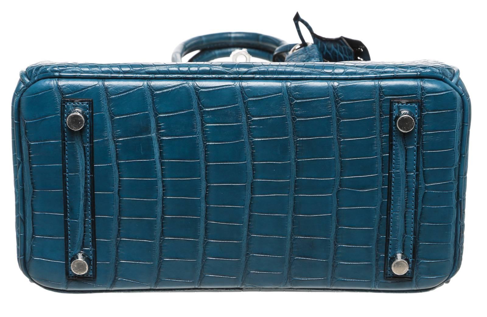 Hermes Colvert (Blue) Birkin 25cm Alligator Handbag PHW NEW 1