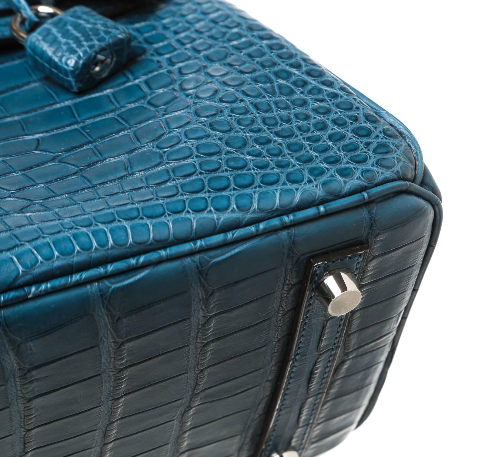 Hermes Colvert (Blue) Birkin 25cm Alligator Handbag PHW NEW 4