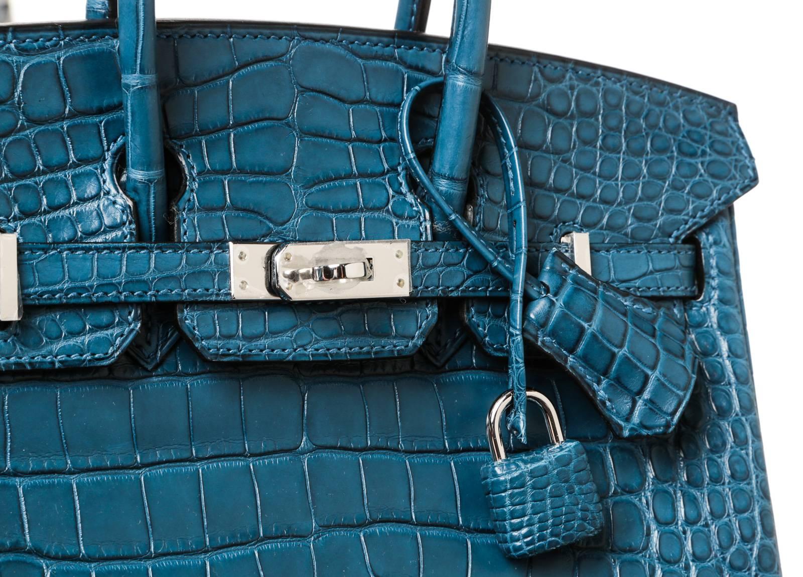 Hermes Colvert (Blue) Birkin 25cm Alligator Handbag PHW NEW 2