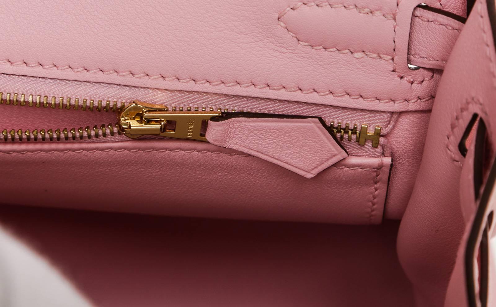 Hermes Pink Sakura Swift Leather 25cm Kelly Handbag GHW NEW For Sale 4