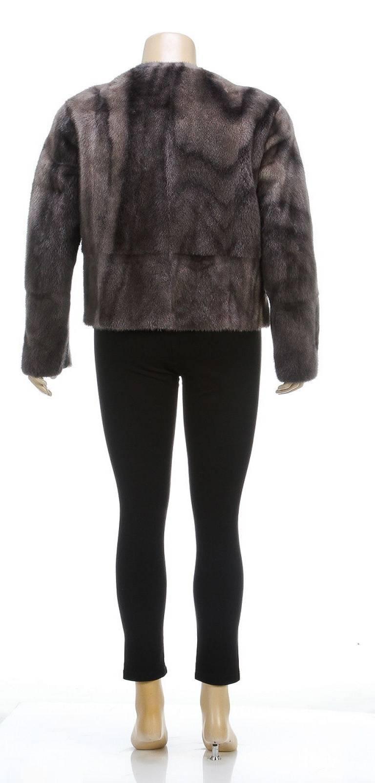 Black Brunello Cucinelli Dark Taupe Mink Zip jacket (Size 42) For Sale