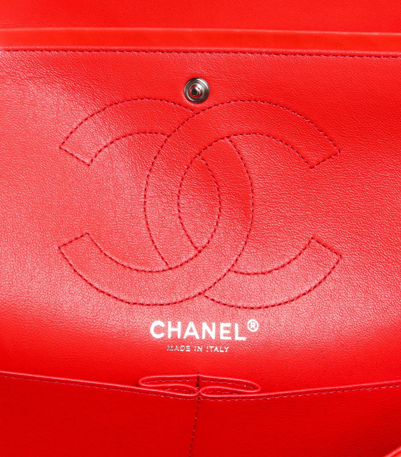 Chanel Orange Patent Leather Classic Flap Reissue 255 Handbag For Sale 5