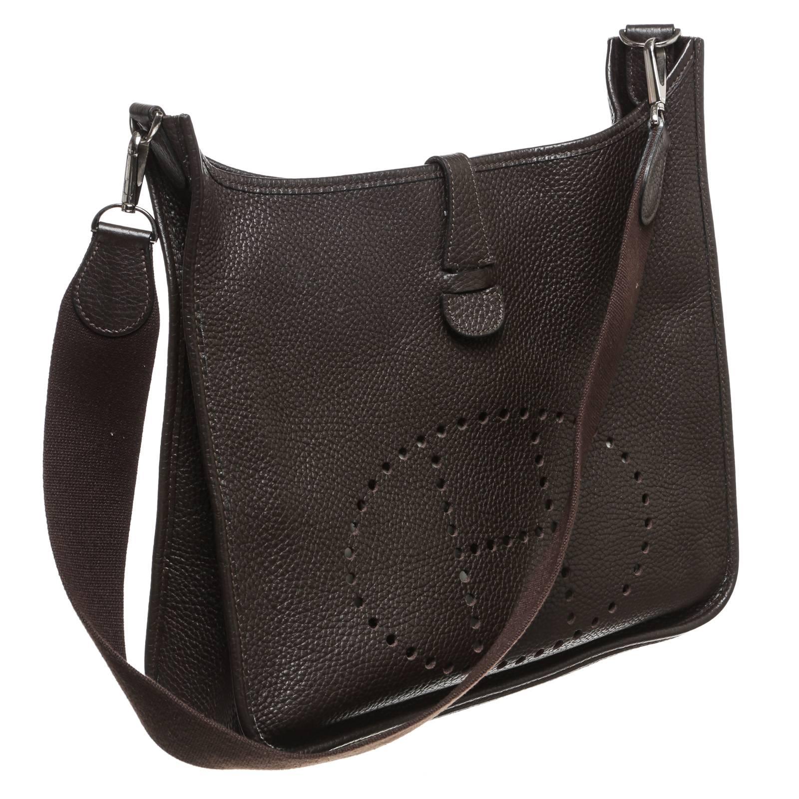 Women's Hermes Cafe Leather Evelyne Shoulder Handbag
