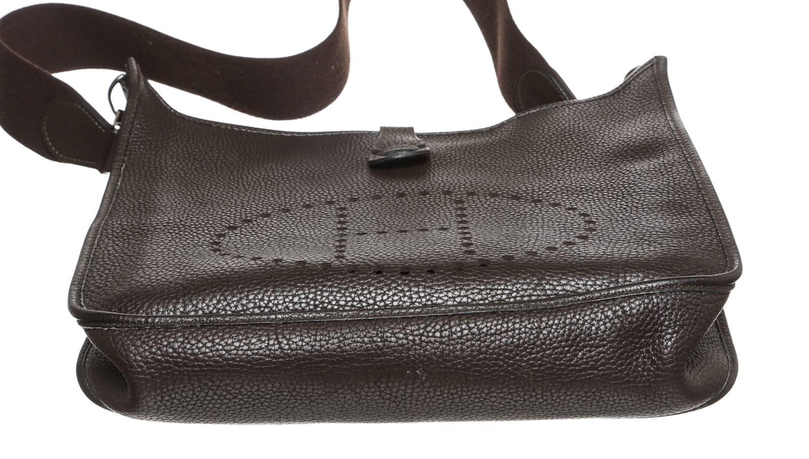 Hermes Cafe Leather Evelyne Shoulder Handbag In Good Condition In Corona Del Mar, CA