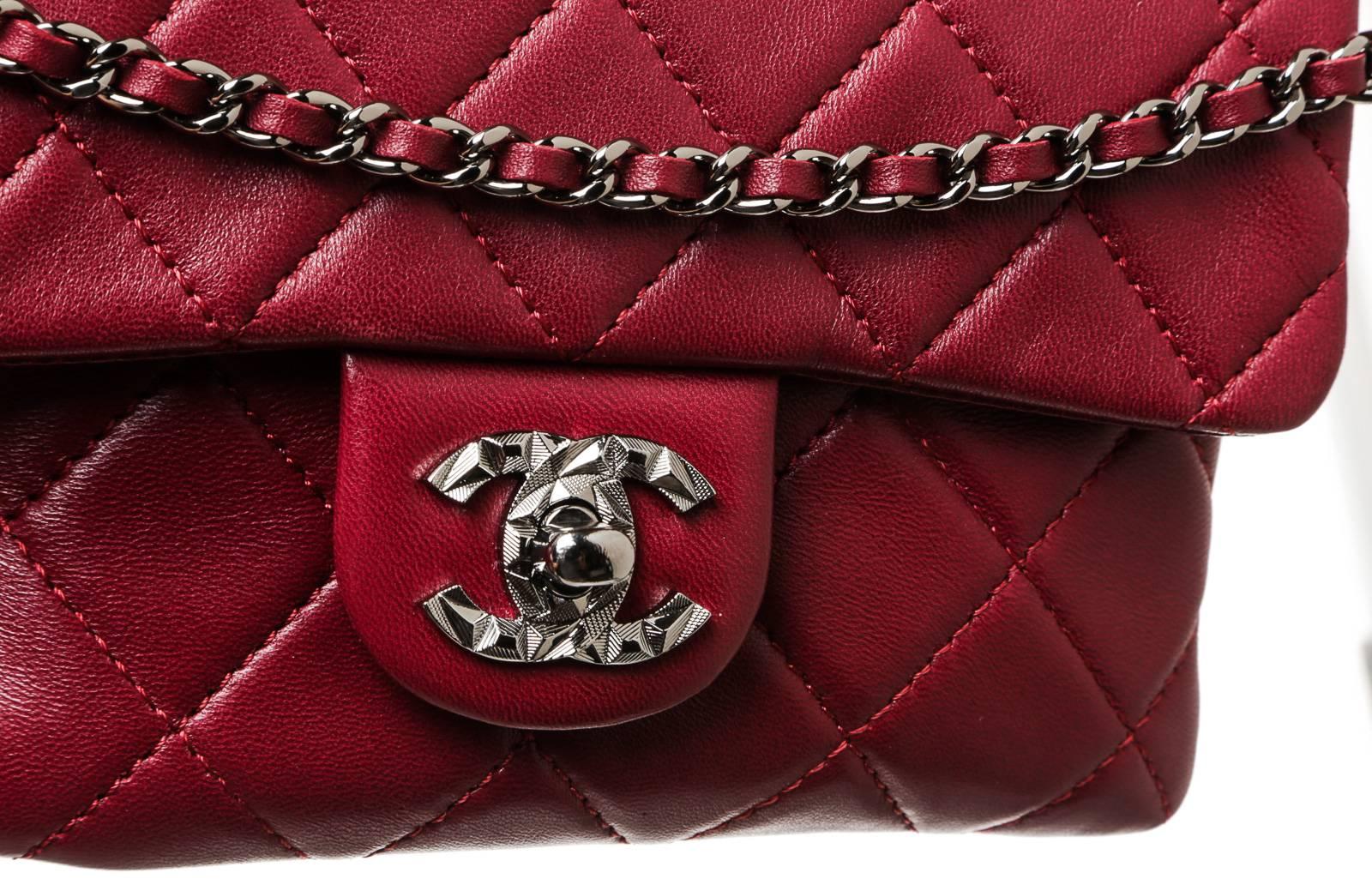 Chanel Burgundy Lambskin Crossbody Handbag For Sale 4