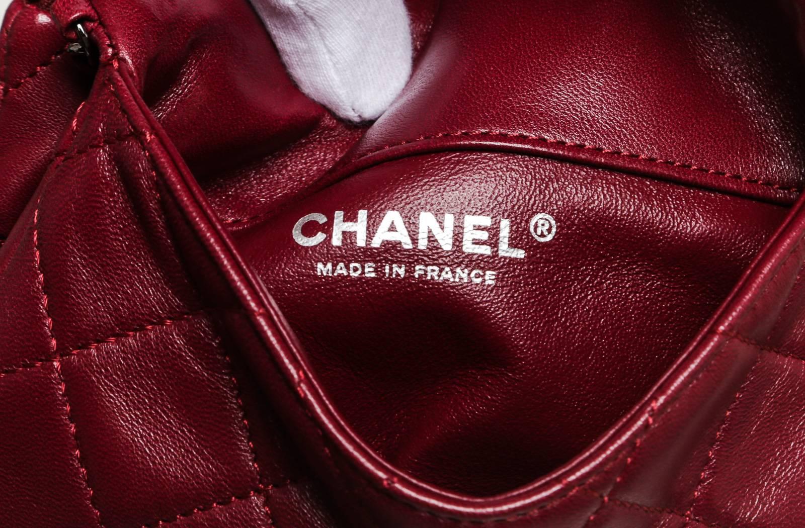 Chanel Burgundy Lambskin Crossbody Handbag For Sale 5